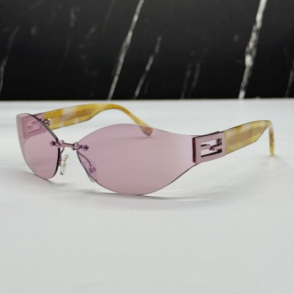 NEW FE40159U 74Z FENDI SUNGLASSES WOMEN OVAL PINK GOLD SUNGLASSES FENDI - Picture 2 of 10